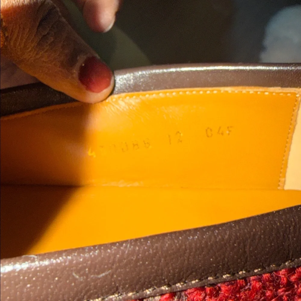 GUCCI 
Vintage Tweed Check Horsebit Mens Jordaan Loafers 8.5Red Beige White - Picture 7 of 7